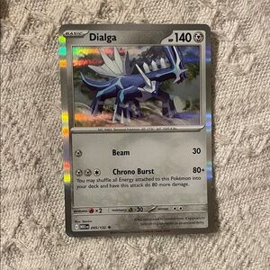 Pokemon Dialga Holographic Card - Silver and Blue